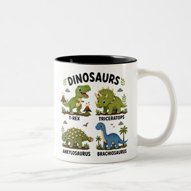 Dinosauriearter för barn att lära sig Två-Tonad mugg (Höger)