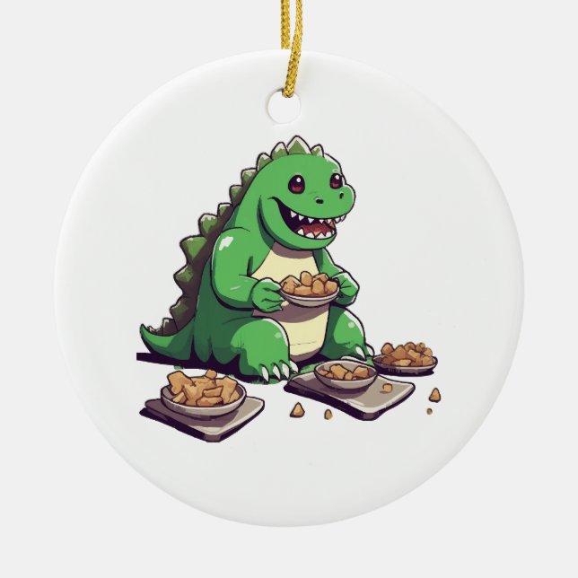 Dinosauriediet i morgon julgransprydnad keramik (Framsidan)