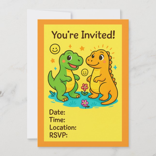 Dinosauriefemannade parter inbjudningar (Framsida)