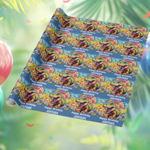 dinosauriefödelsedag, färglös söt presentpapper