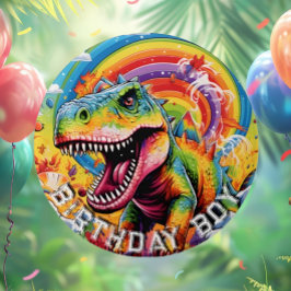 dinosauriefödelsedag, färglös söt underlägg papper rund