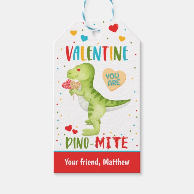 Dinosauriepresentkort för barns klassrum på Alla h Presentetikett (Framsidan)