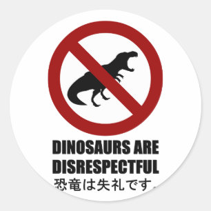 Dinosaurier är respektlösa runt klistermärke