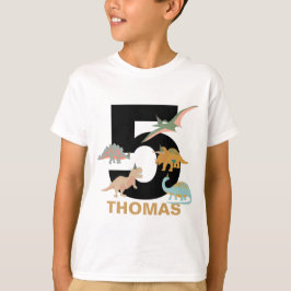 Dinosaurier Barn Boho Dinosaurie Födelsedag Ålder T Shirt