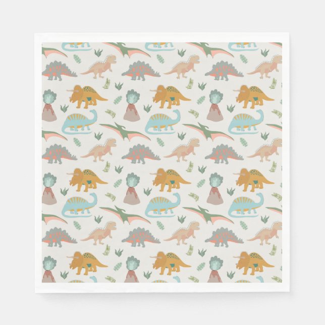 Dinosaurier Barn Handritad Boho Dinosaurie Mönster Pappersservett (Framsidan)