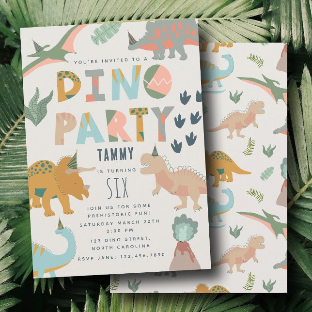 Dinosaurier Boho Dino Party Djur Födelsedag Inbjudningar (Dinosaurs Boho Dino Party Animals Birthday Invitation)
