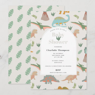 Dinosaurier Boho Förhistoriska Djur Baby Shower Inbjudningar