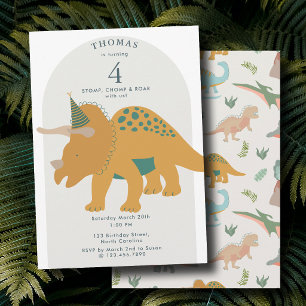 Dinosaurier Boho Forntida Fest Djur Födelsedag Inbjudningar