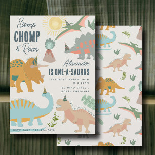 Dinosaurier Boho Forntida Fest Djur Födelsedag Inbjudningar