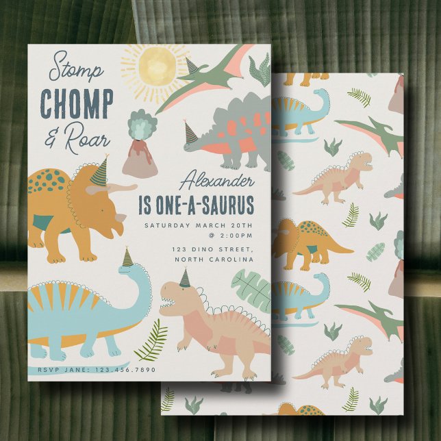 Dinosaurier Boho Forntida Fest Djur Födelsedag Inbjudningar (Dinosaurs Boho Prehistoric Party Animals Birthday Invitation)