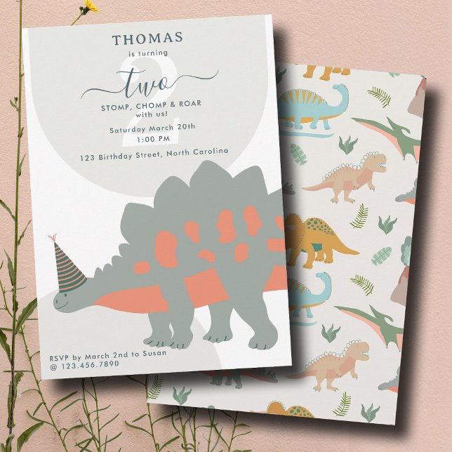 Dinosaurier Boho Forntida Festdjur Födelsedag Inbjudningar (Dinosaurs Boho Prehistoric Party Animals Birthday Invitation)