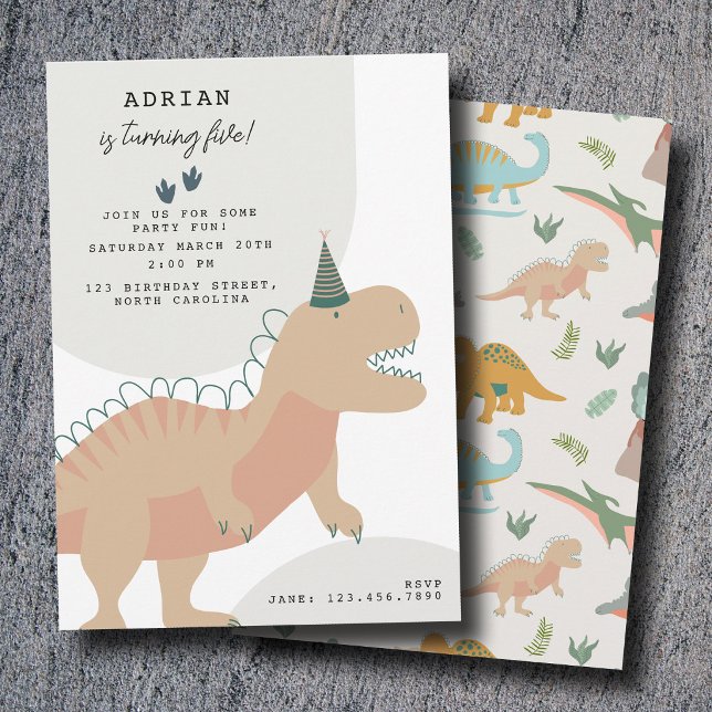 Dinosaurier Boho Forntida Party Djur Födelsedag Inbjudningar (Dinosaurs Boho Prehistoric Party Animals Birthday Invitation)