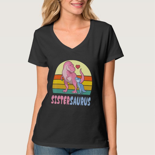 Dinosaurier dansar tillsammans Lycklig mot mig Bro T Shirt (Framsida)