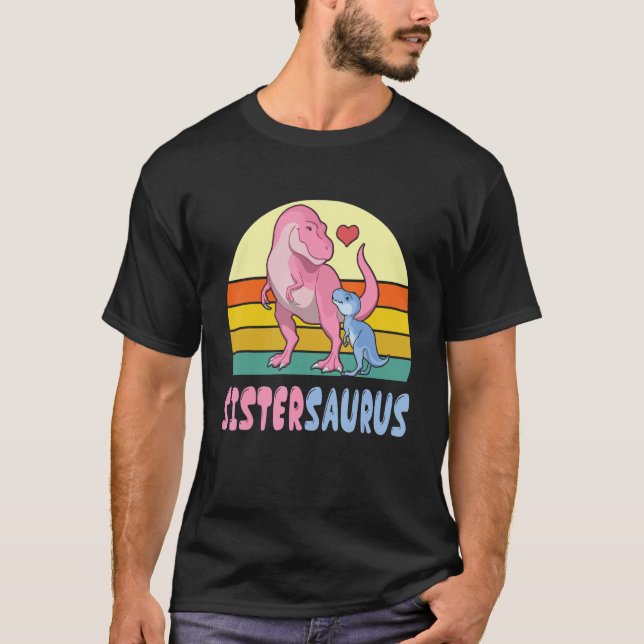 Dinosaurier dansar tillsammans Lycklig mot mig Bro T Shirt (Framsida)