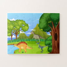 Dinosaurier i den förhistoriska Roligten av skogen