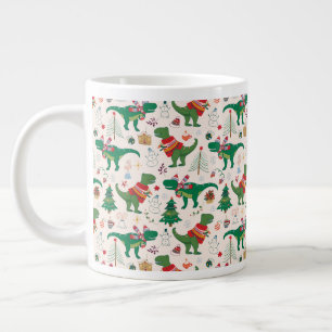 Dinosaurier i Sweaters jul Mönster Jumbo Mugg