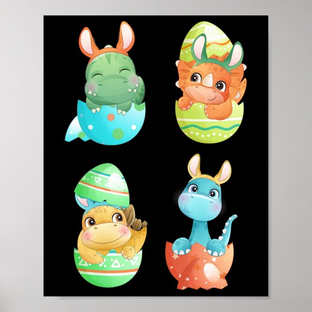 Dinosaurier kläcks ur påskägg  poster (Framsidan)