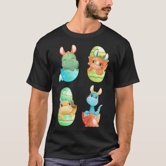 Dinosaurier kläcks ur påskägg  t shirt (Framsida)