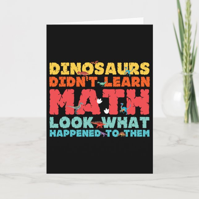 Dinosaurier lärde sig inte matematik Rolig matemat Kort (Framsida)