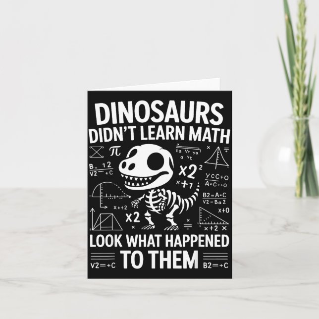 Dinosaurier lärde sig inte matematik Rolig matemat Kort (Framsida)