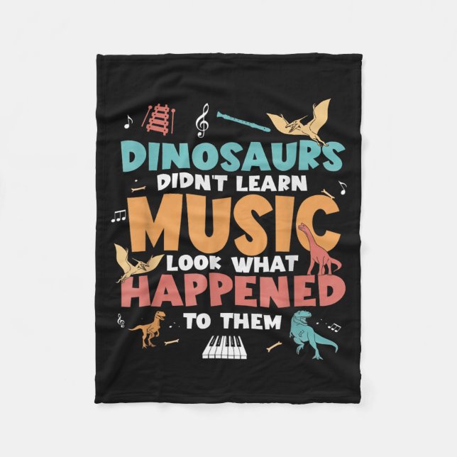 Dinosaurier lärde sig inte musik lärare student hu fleecefilt (Framsidan)