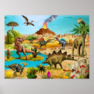 Dinosaurier målar ut för dekorationens rumsvägg poster
