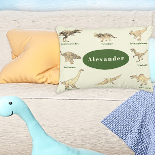 Dinosaurier med Namn Grönt Prydnadskudde