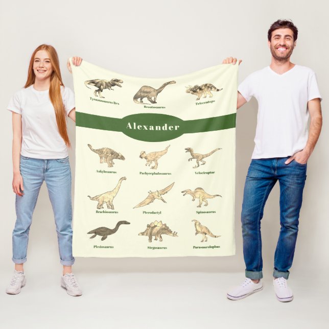 Dinosaurier med namn Mörkgrön Fleecefilt (På plats)