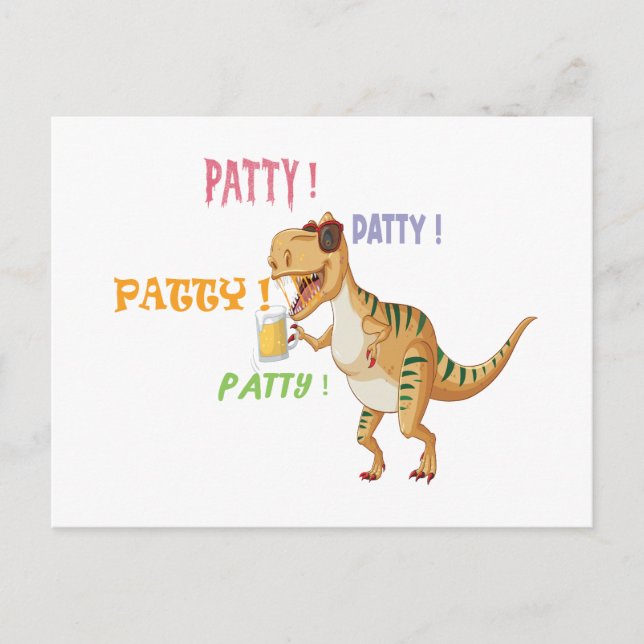 Dinosaurier med Party Helg Vykort (Framsida)