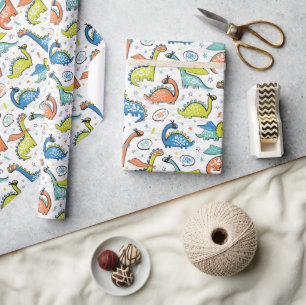 Dinosaurier med superhjältemasker, kapslar och tex presentpapper