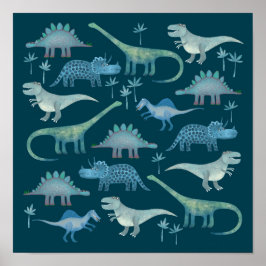 Dinosaurier Mörkgröna Poster