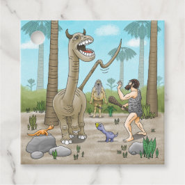 Dinosaurier möter stenåldern gåvor etiketter