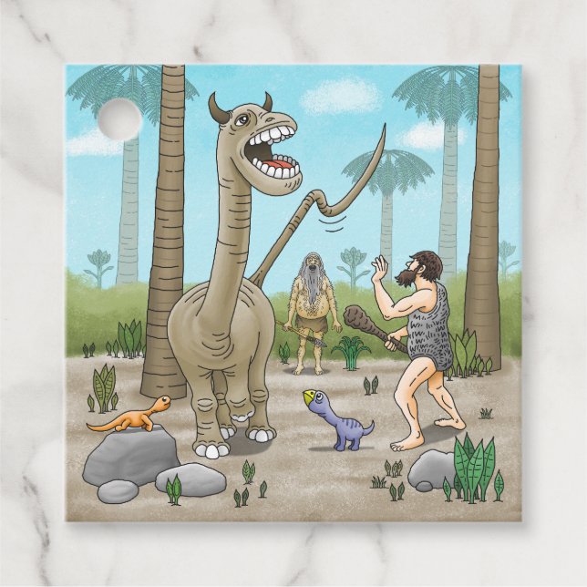 Dinosaurier möter stenåldern gåvor etiketter (Framsida)