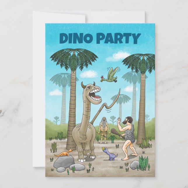 Dinosaurier möter stenåldern inbjudningar (Framsida)