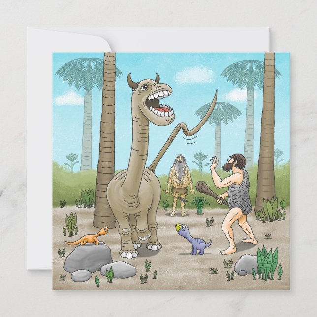 Dinosaurier möter stenåldern inbjudningar (Framsida)