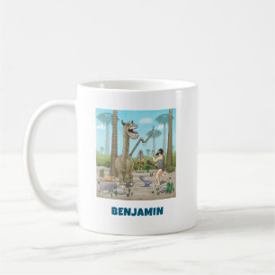 Dinosaurier möter stenåldern kaffemugg