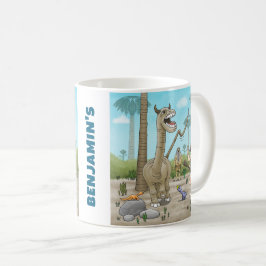 Dinosaurier möter stenåldern kaffemugg