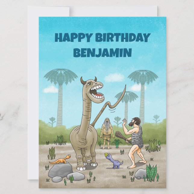 Dinosaurier möter stenåldern kort (Framsida)
