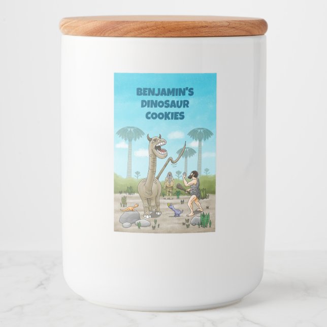 Dinosaurier möter stenåldern mat etikett (Framsida)