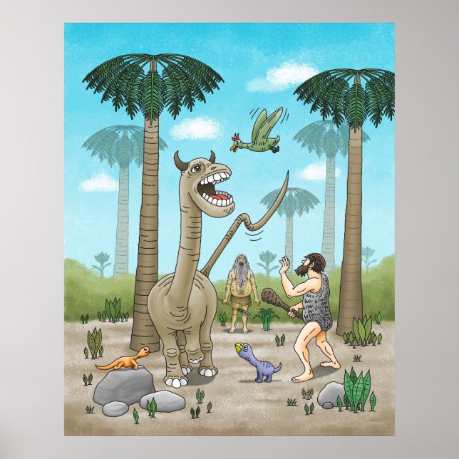 Dinosaurier möter stenåldern poster (Framsidan)