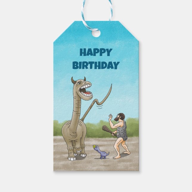 Dinosaurier möter stenåldern presentetikett (Framsidan)