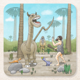 Dinosaurier möter stenåldern underlägg papper kvadrat
