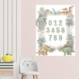 Dinosaurier Nummer Förskolans akvarellaffisch Poster