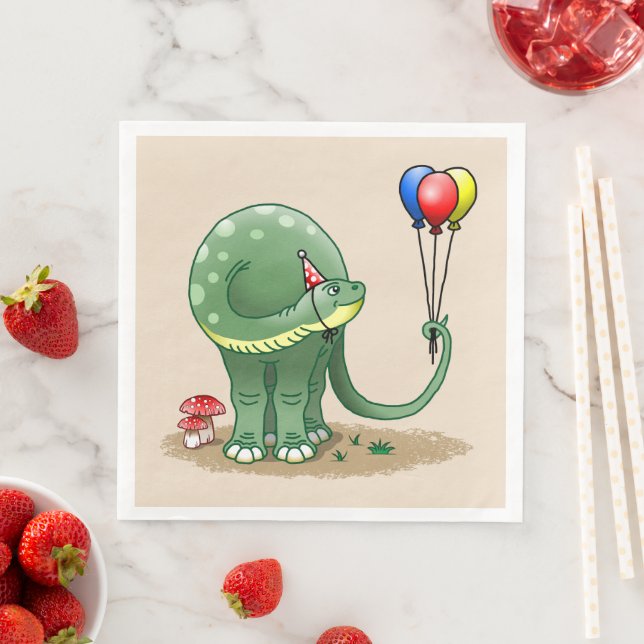 Dinosaurier och ballonger födelsedag pappersservett (Insitu)