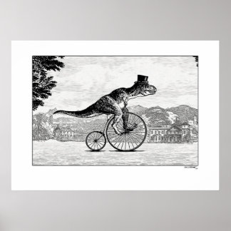 Dinosaurier på cyklar - T-Rex Poster