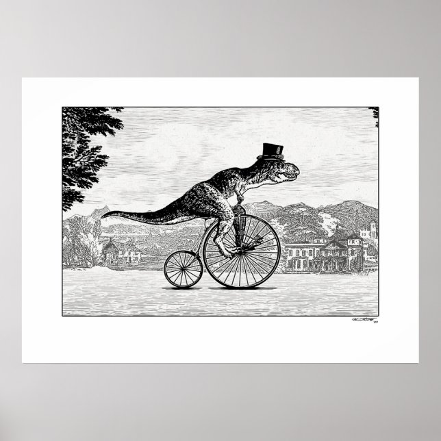 Dinosaurier på cyklar - T-Rex Poster (Framsidan)