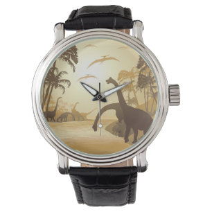 Dinosaurier på Tropical Jurassic liggande Armbandsur