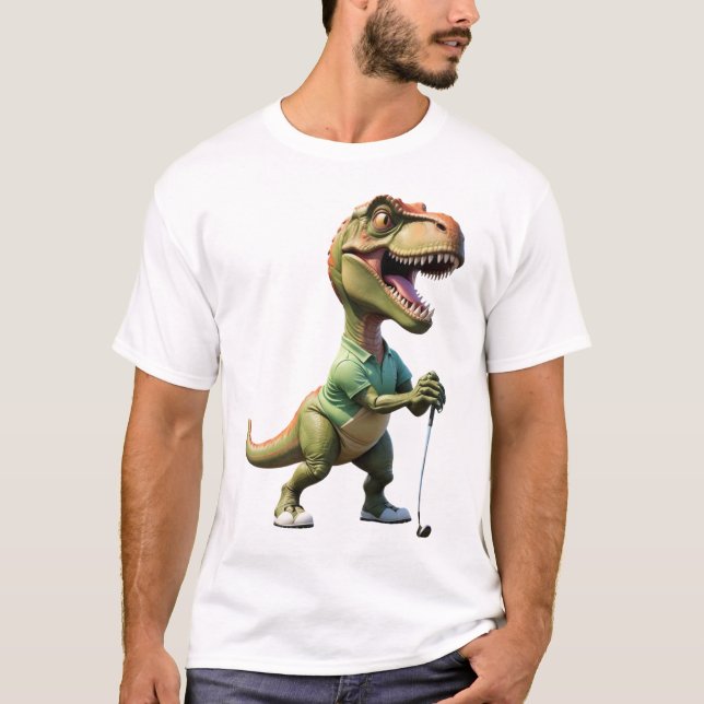 dinosaurier som spelar golf dinosaur golfskjorta t shirt (Framsida)