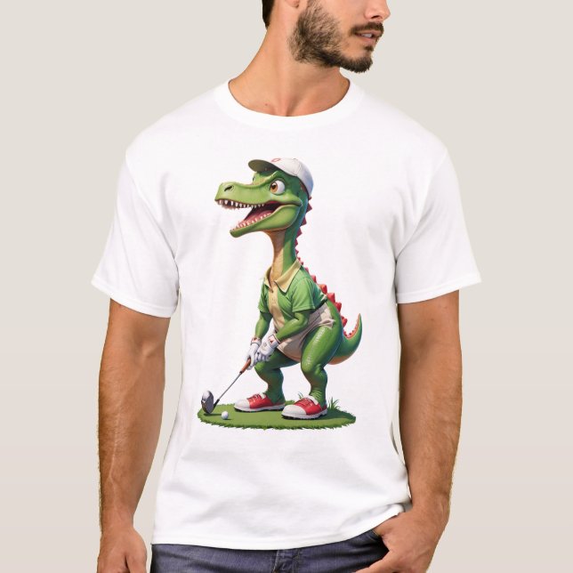 dinosaurier som spelar golf dinosaur golfskjorta t shirt (Framsida)