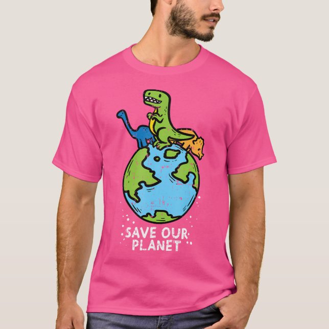 Dinosaurier Spara vår planetens nutidens dagar i J T Shirt (Framsida)